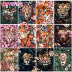 Картины на холсте GATYZTORY, картины с изображением цветов, оленей, набор для рисования по номерам, животных, уникальный подарок для гостиной