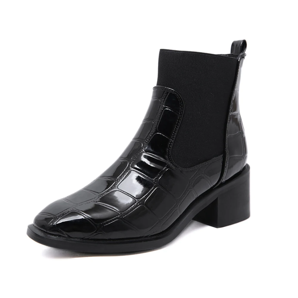 Женские ботильоны 2020FW женская обувь на каблуке лакированная искусственная