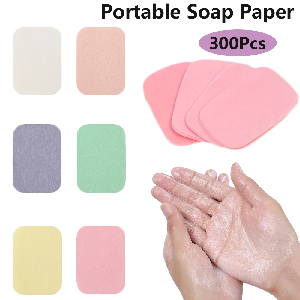 300 Pcs Disposable Box Soap Portable Mini Paper Outdoor Travel Washing Hand Bath Clean Scented Slice Sheets | Красота и здоровье