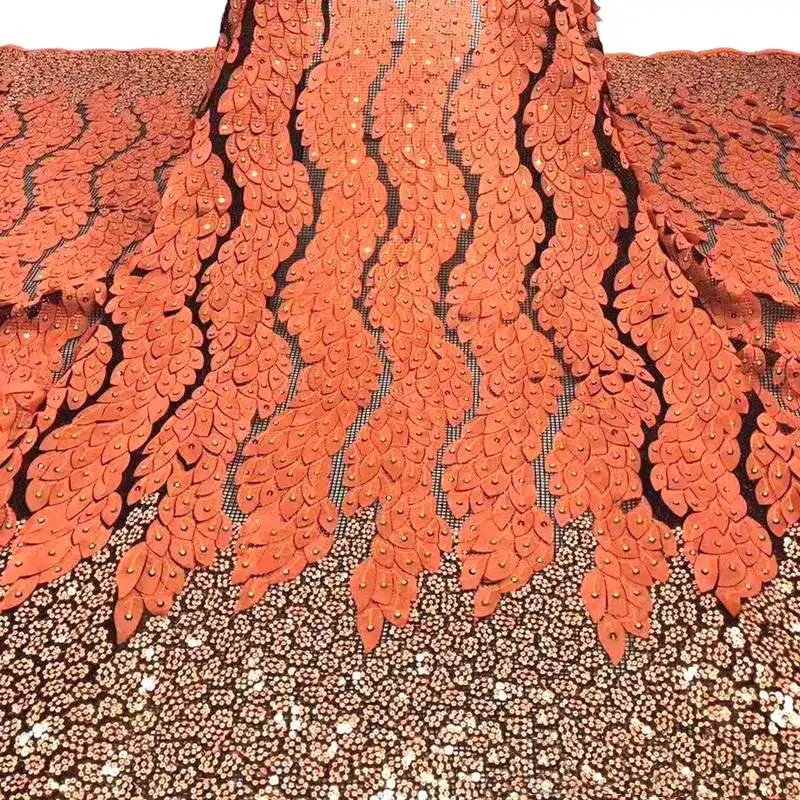 Великолепные 3D цветы Африканский блеск кружевной ткани для праздничное платье 5 ярдов/лот вышитый тюль кружева с камнем mv145