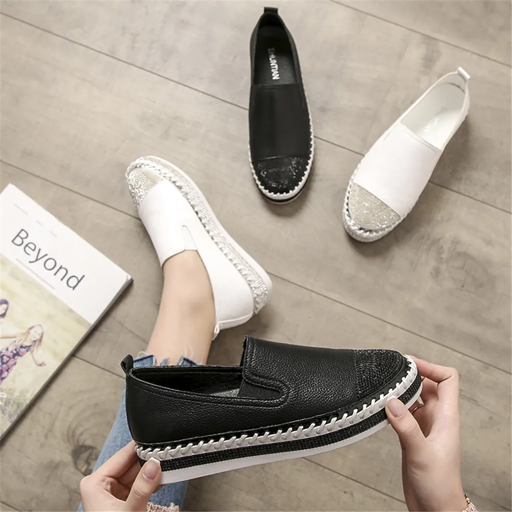 LAASIMI/Модная женская обувь на плоской подошве без застежки со стразами Женская