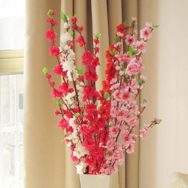 115CM height Artificial Cherry Spring Plum Peach Blossom Branch Silk Flower Tree For Wedding Party Decoration pink white red | Дом и сад
