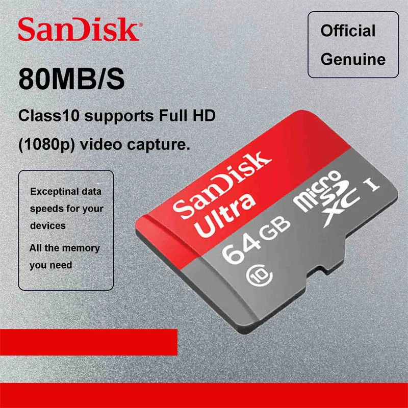 Карта памяти SanDisk Ultra SDXC UHS I карта micro SD класс 10 80 м/с 32 ГБ 64 128 256 TF карта|Карты памяти|