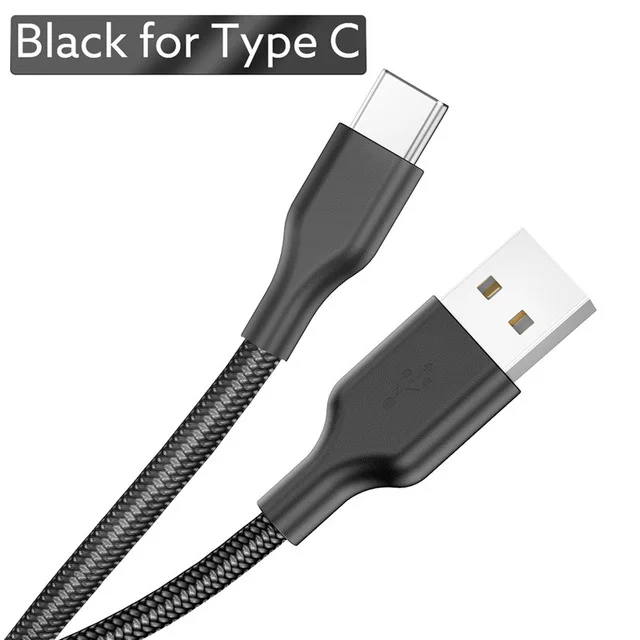 Хороший usb type-C кабель 3A для samsung Xiaomi Redmi Note 7 K20 Pro мобильный телефон Быстрая зарядка USBC type-c провод шнур USB-C зарядное устройство - Цвет: Black