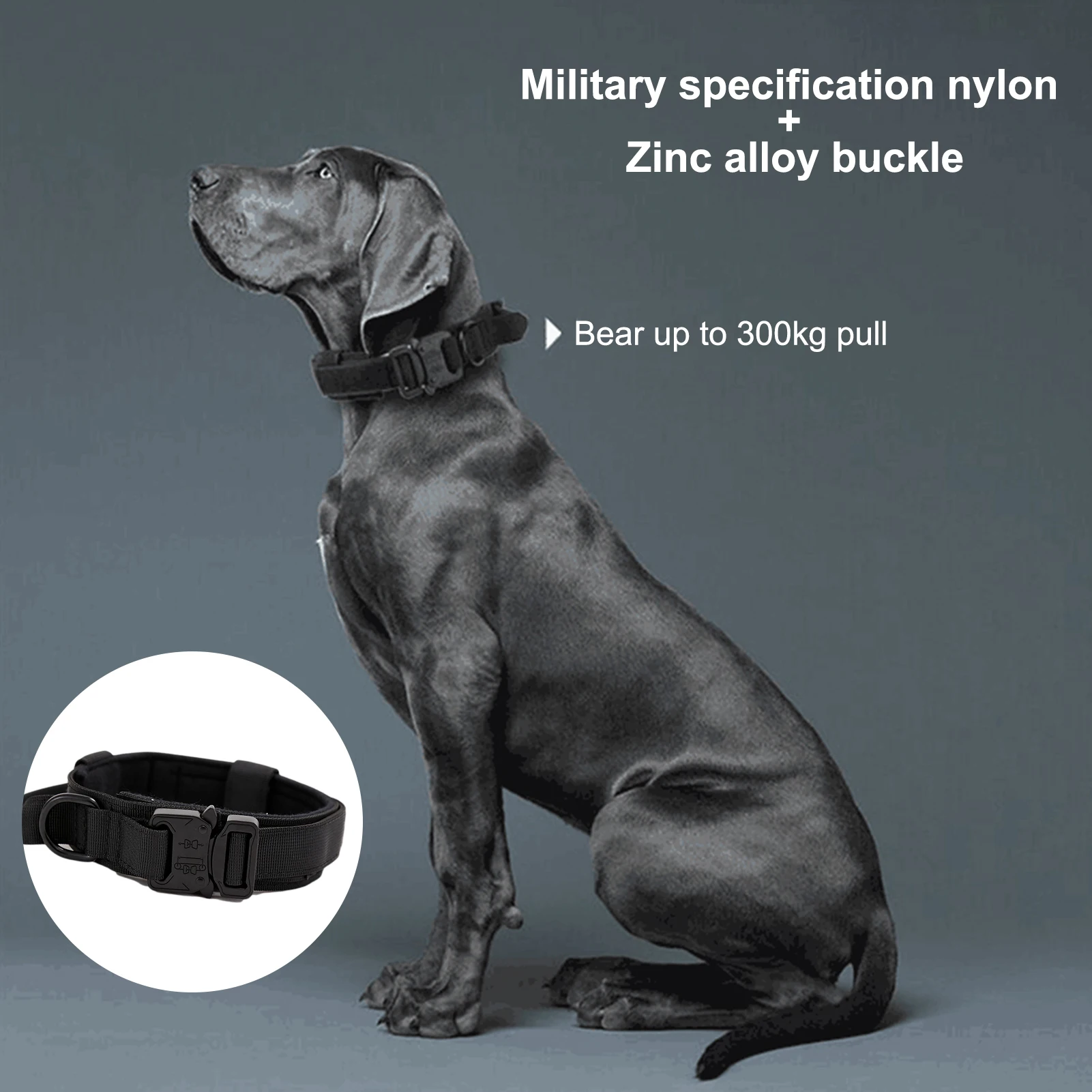 

Adjustable Tactical Dog Collar Heavy Duty Collar with Handle for Large Dog #WO