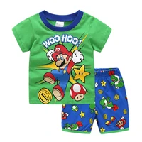 new super marie childrens home wear set short sleeve two piece pajamas fabric soft and comfortable pajamas for boys and girls