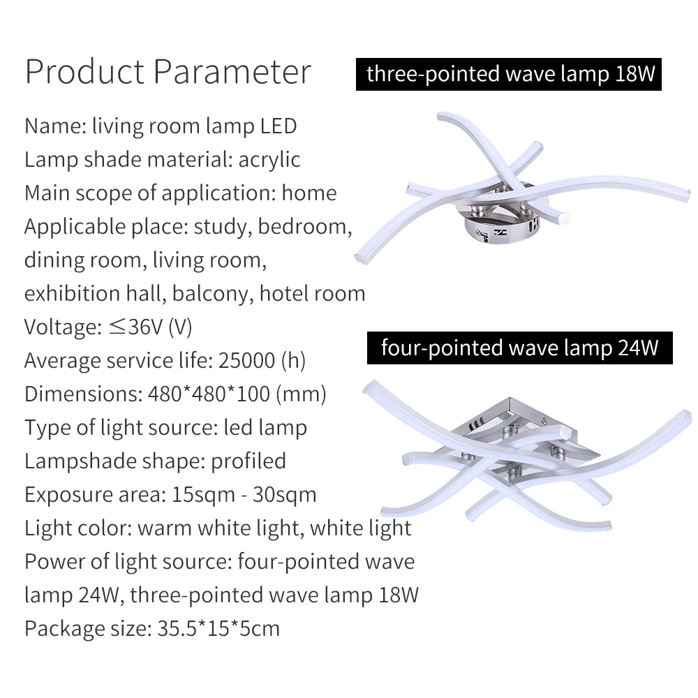 

Modern LED Ceiling Light 18W 24W Led Panel Light Aluminium Forked Shaped Ceiling Lamp for Bedroom Living Room Decor Lamp 85-265V
