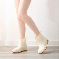summer pvc water proof womens rain shoes flat non slip plus size ankle boots for women outside wearable rain boots for women