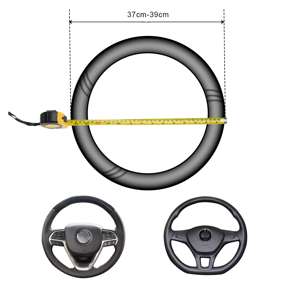 

37-38cm Car Steering Wheel Cover Breathable Anti Slip PU Leather Steering Covers Suitable Auto Decoration internal Accessories