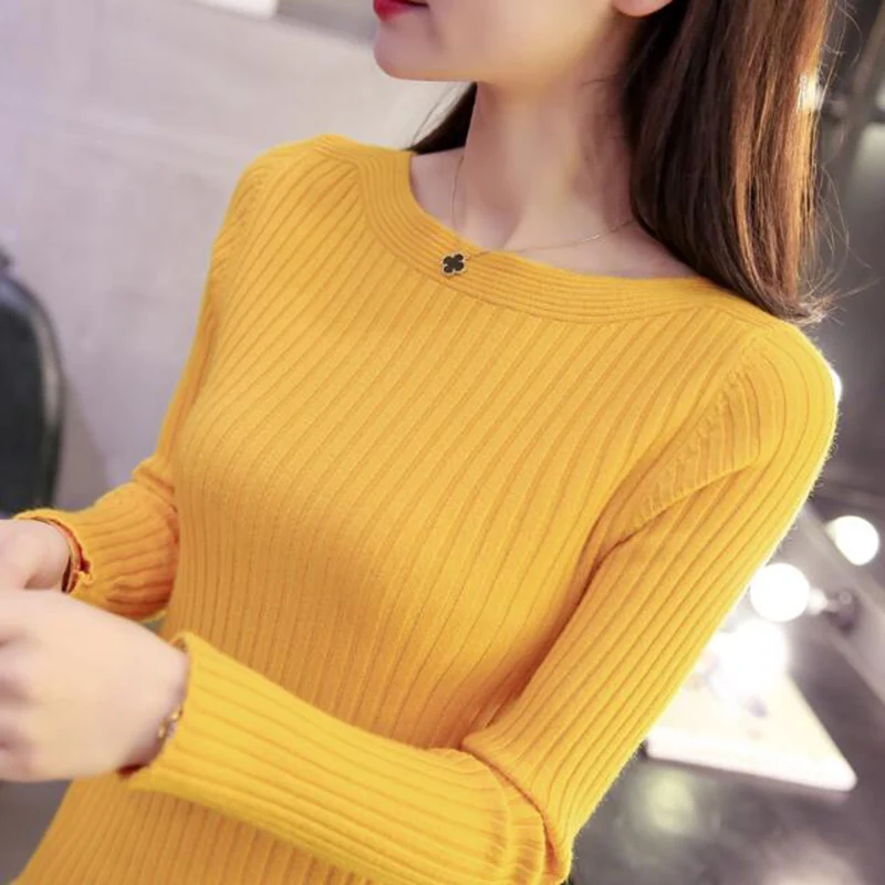 

Knit korean Autumn Winter Sweater Women High Elastic Jumper Sweaters And Pullovers Female Femme Women Tops