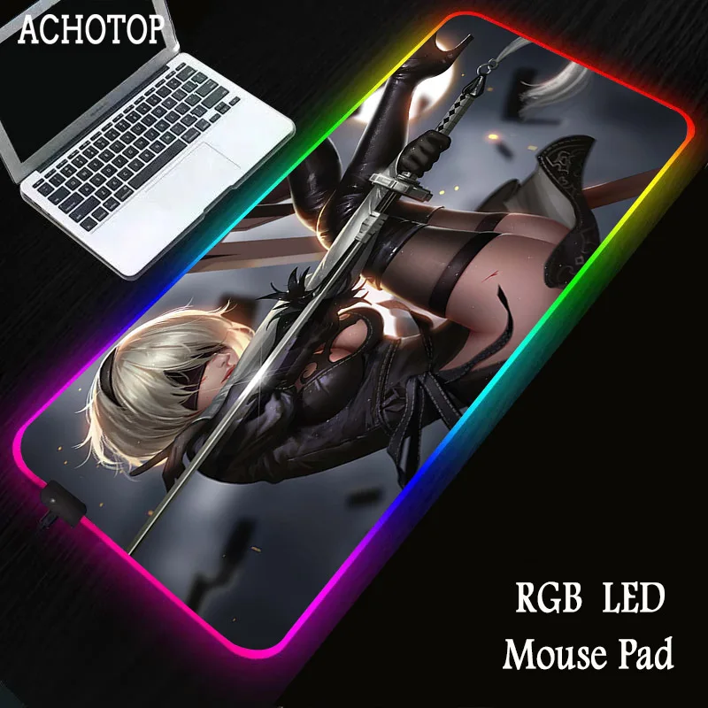 

Free Shipping NieR Gaming Muismat Computer Mousepad Rgb Muismat Pc Bureau Spelen Mat Met Backlit Alfombrilla de ratÃ³n brillante