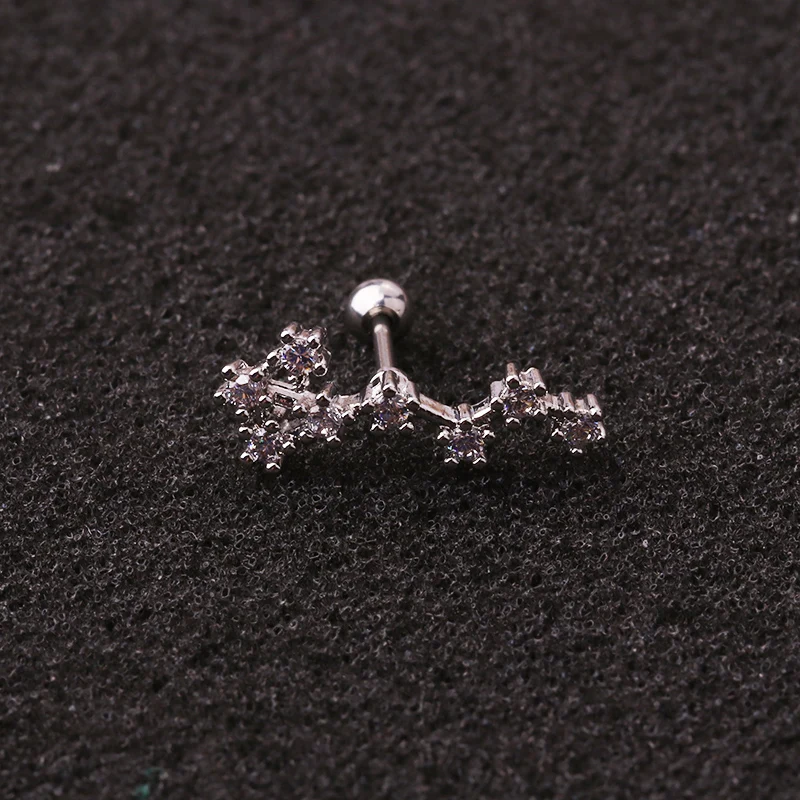 No.8 Scorpio 1 шт. модные 12 созвездий стальная серьга Daith пирсинг ушей штанга CZ полукомбинезон ухо траг пирсинг для хряща в форме сердца ювелирные изделия 20 г - Окраска металла: No.8 Scorpio