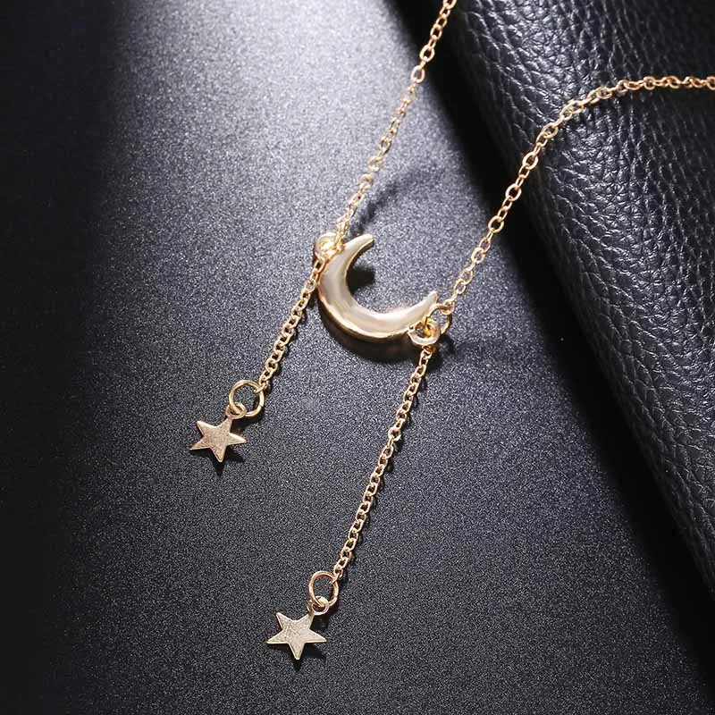 Золотое серебряное ожерелье с Лунной звездой подарки для женщин современные