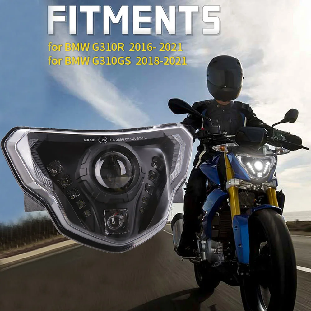 

Motorcycle LED Headlights with DRL E-mark For BMW G310GS 2016-2021 G310R 2016-2021 LED Headlight Assembly Complete Devil eyes.