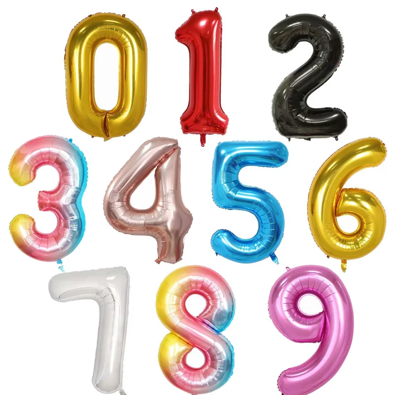 

40inch Number Balloon Blue Black Red Gold Silve Number Foil Balloons Baby Shower Happy Birthday Party Wedding Balloons Globos