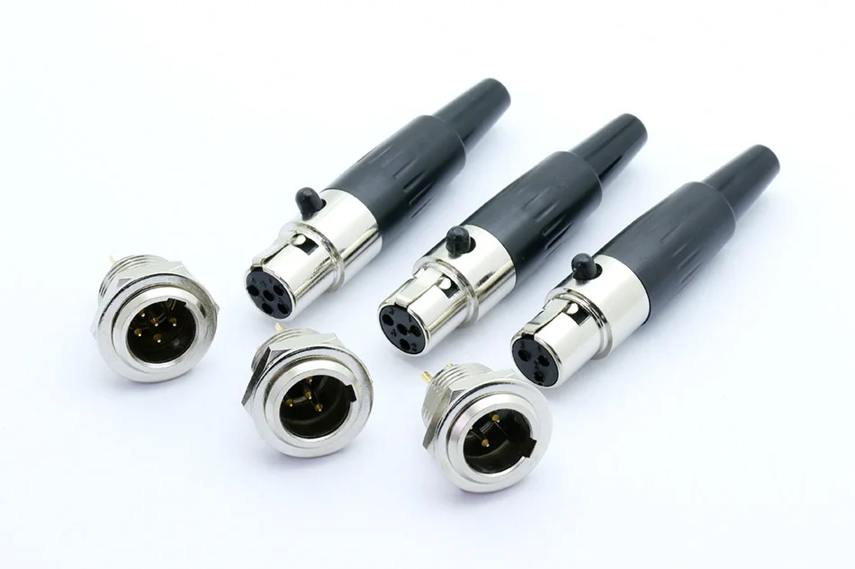 1 компл. Разъем Mini XLR, мини-авиационный микрофонный разъем, цинковый сплав+ медные булавки с позолотой, 3 4 5 контактов