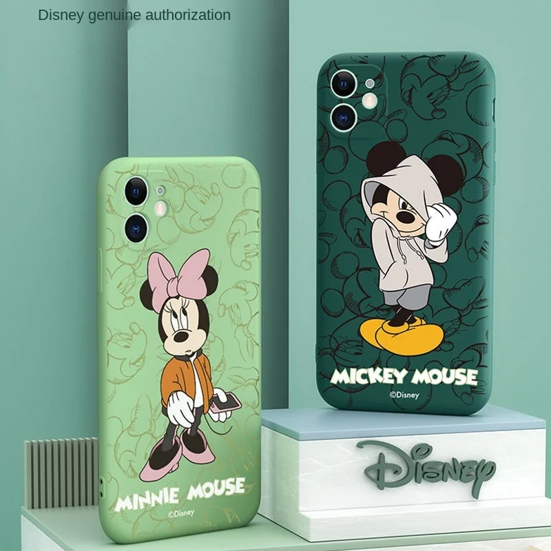 

Disney for iPhone12 Phone Case Female 11promax Liquid Silicone 7/8 Lens All-Inclusive 6 Soft Case Drop-Resistant X/XR Protective