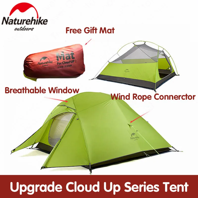 

2023 Naturehike tent Upgrade Cloud Up 1 2 3 Persons Camping Tent Outdoor 20D Silicone Ultralight Tent With Free Mat NH17T001-T