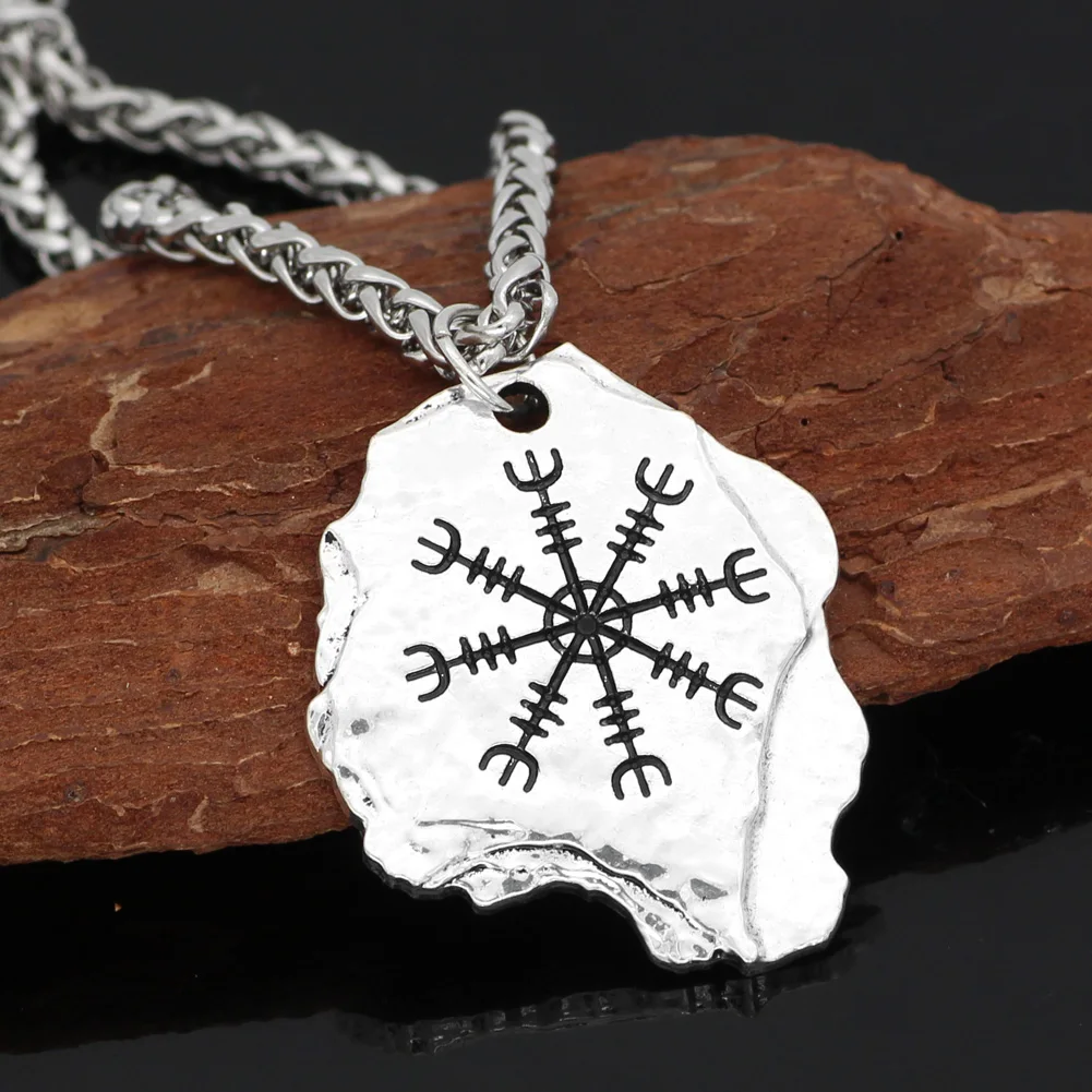 Скандинавский Викинг Odin Aegishjalmr vegvisir Амулет ожерелье с подарком valknut bag|Ожерелья