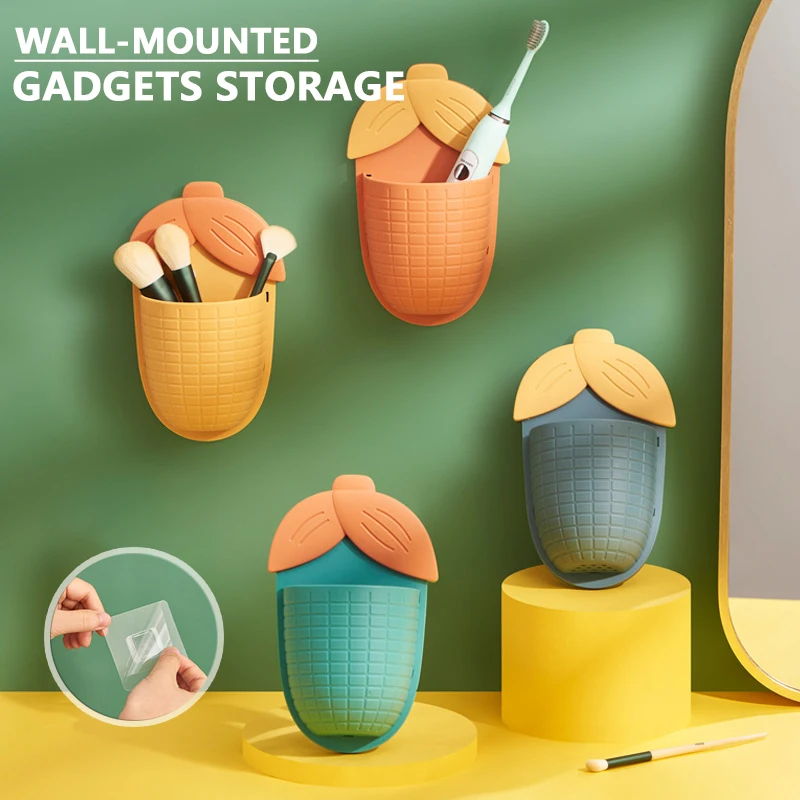 

Wall-mounted Corn Shape Plastic Storage Rack Kitchen Bathroom Curved Draining Sundries Holder Household Decoration Organizer