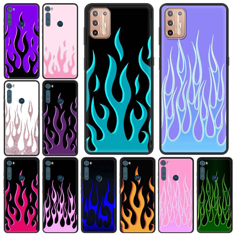 

Cool Green Red Flame Fire Silicone Phone Case For Motorola G9 Play G10 G30 One Fusion G 5G Plus G8 Power Lite Fundas Cover Coque