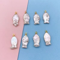 irregular fish shape natural freshwater baroque pearl pendant designer charms for jewelry making bulk earring necklace crafts
