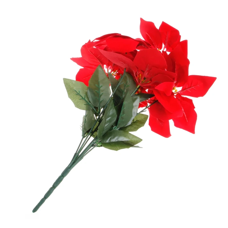 Искусственный шелк Poinsettias цветы центральный Букет Рождественский Декор для дома