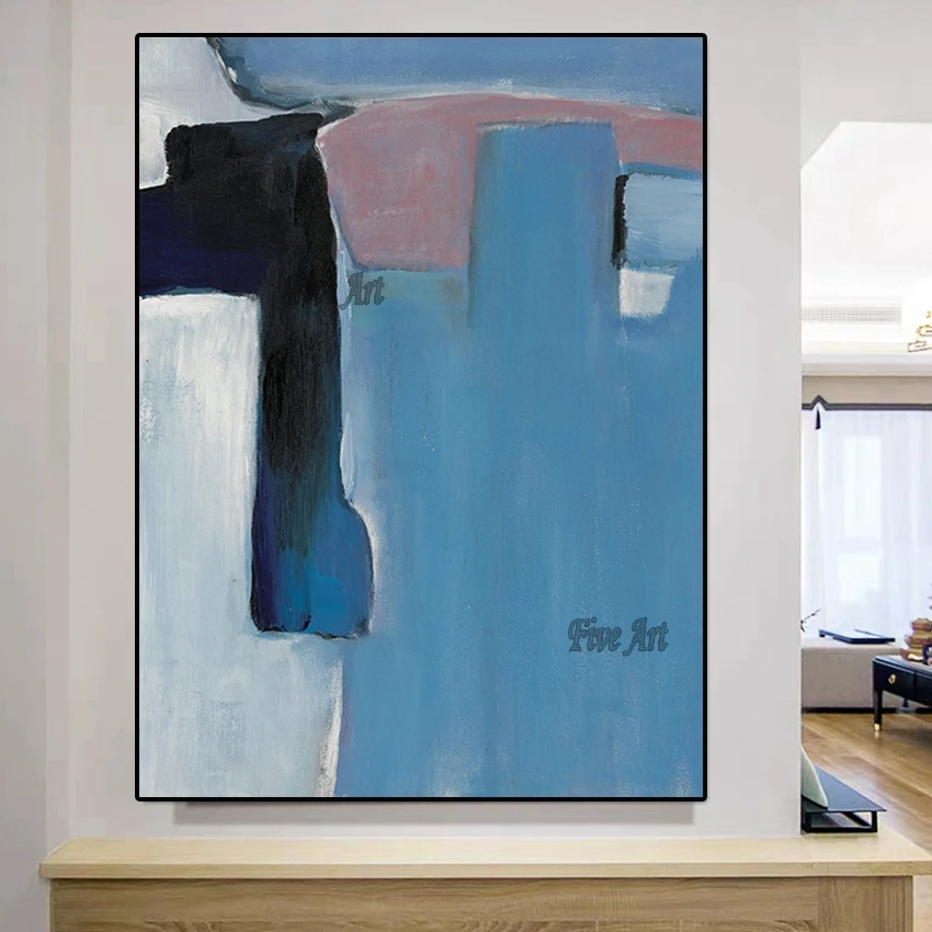 

New Arrival Abstract Blue Color Design Oil Painting No Frame Wall Hanging Dropship Wall Canvas Picture Art For Living Room Decor