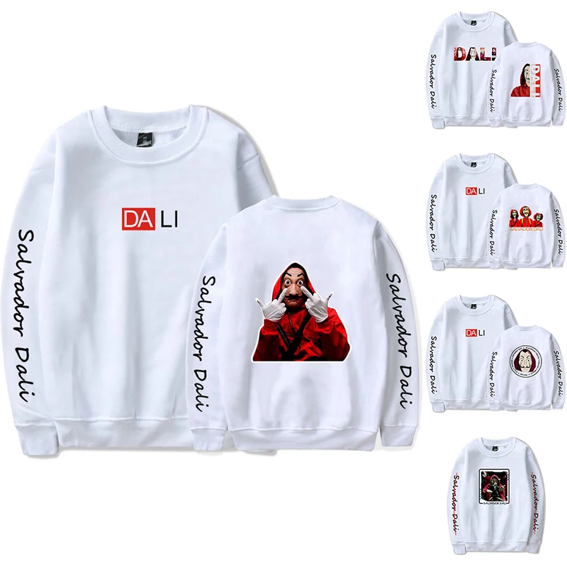 

Money Heist The House of Paper Salvador Dali Hoodie Pullover Fashion Men Women Capless Sweatshirts Long Sleeve Homme Hoodies Top