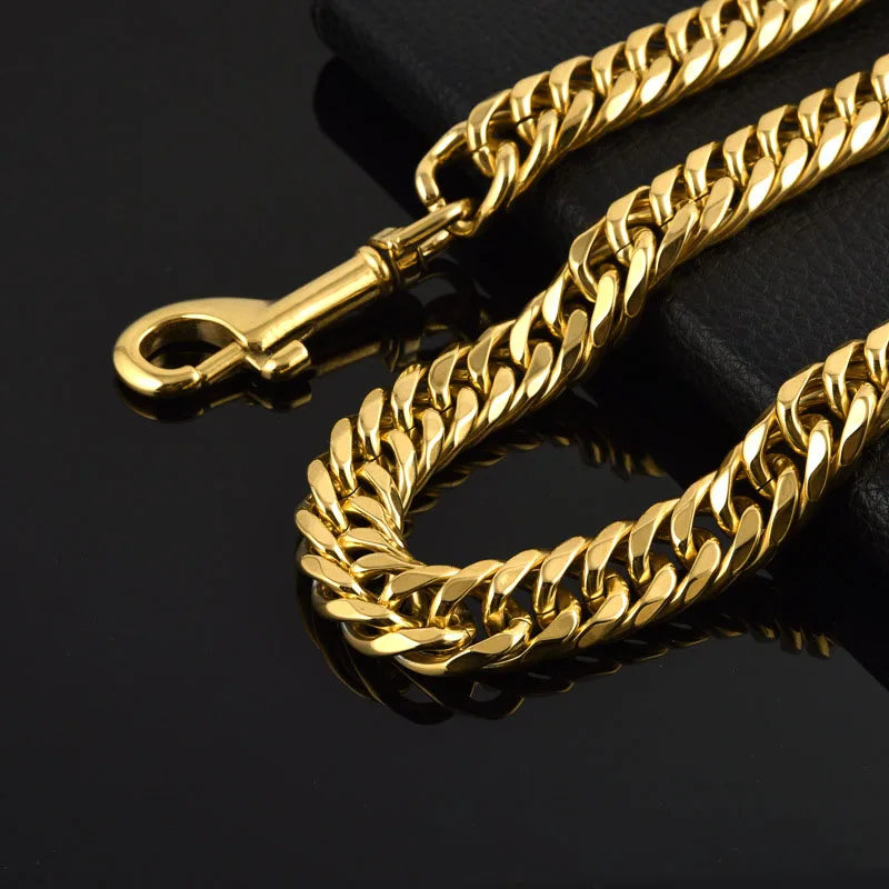 Miglior 2021Dog Collare Guinzaglio 17mm Collana In Acciaio Inossidabile Oro Bulldog Francese Pitbully Collare Cinturino Dropshipping Pet Productcutpet Chain