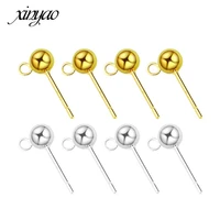 xinyao 2pcs s925 earring accessories with ring glodsliverrhodium color fit 3456mm for diy earrings jewelry making