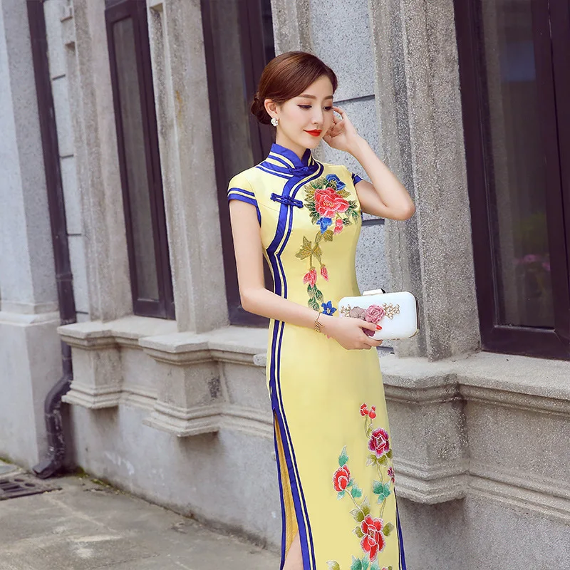 Женские вечерние платья восточные женские Cheongsam элегантный в китайском стиле