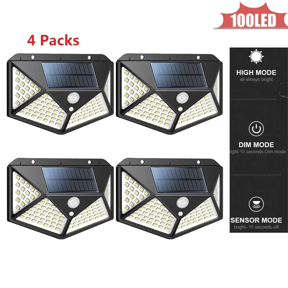 

100LED Solar Lamp Garden Motion Sensor Light Solar Panel Power Lights Outdoor Waterproof Separate Street Path Security Wall Lamp