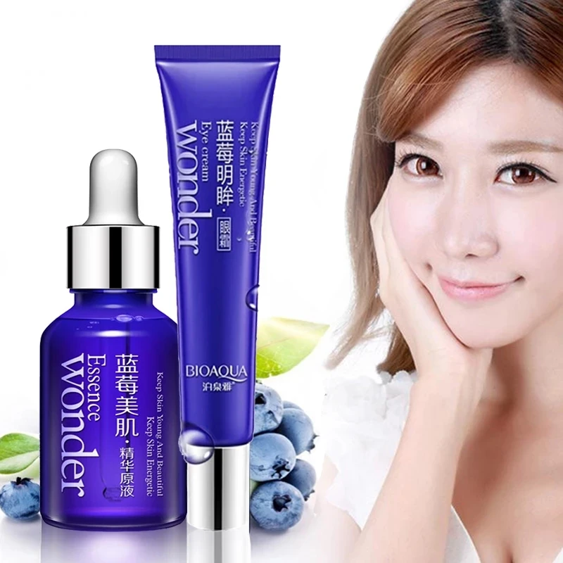 

Bioaqua Blueberry Hyaluronic Acid Liquid & Eye Cream Anti-Puffiness Dark Circle Anti-Wrinkles Collagen Essence Whitening Skin