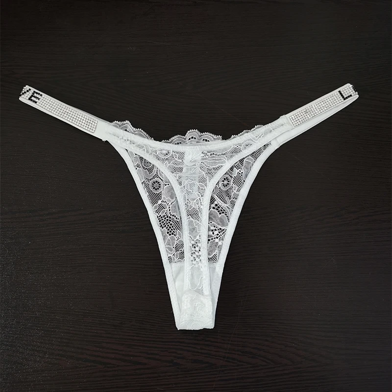 Сексуальное женское нижнее белье стразы кружевные трусики G-стринги прозрачные