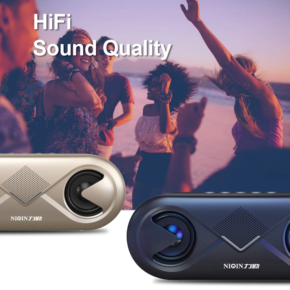 

Portable Wireless Bluetooth 5.0 Speaker 4D Stereo Sound Loudspeaker Outdoor Double Horns Support TF Card/USB Drive/AUX
