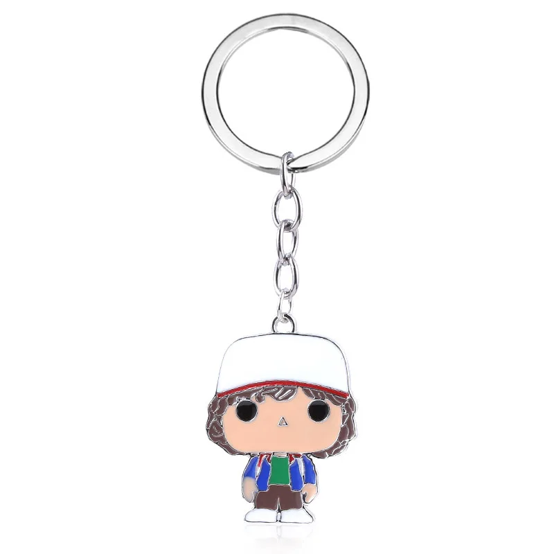 

Stranger Things Dustin Keychain Cartoon Anime Figure Metal Pendant Keyring For Woman Man Car Bag Jewelry Accessories Gift