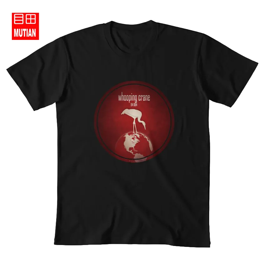 Whooping crane - endangered animals T shirt bird species wildlife conservation red list america save | Мужская одежда