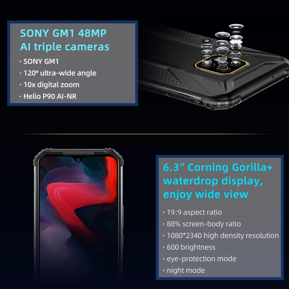 DOOGEE S95 модульный прочный мобильный телефон IP68 смартфон 6 3 "Helio P90 Octa Core ГБ 128 48MP
