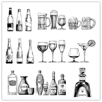 beer cocktail whiskey sake wine glass decoration clear stamps craft card seal for scrapbooking paper 2021 new arrival