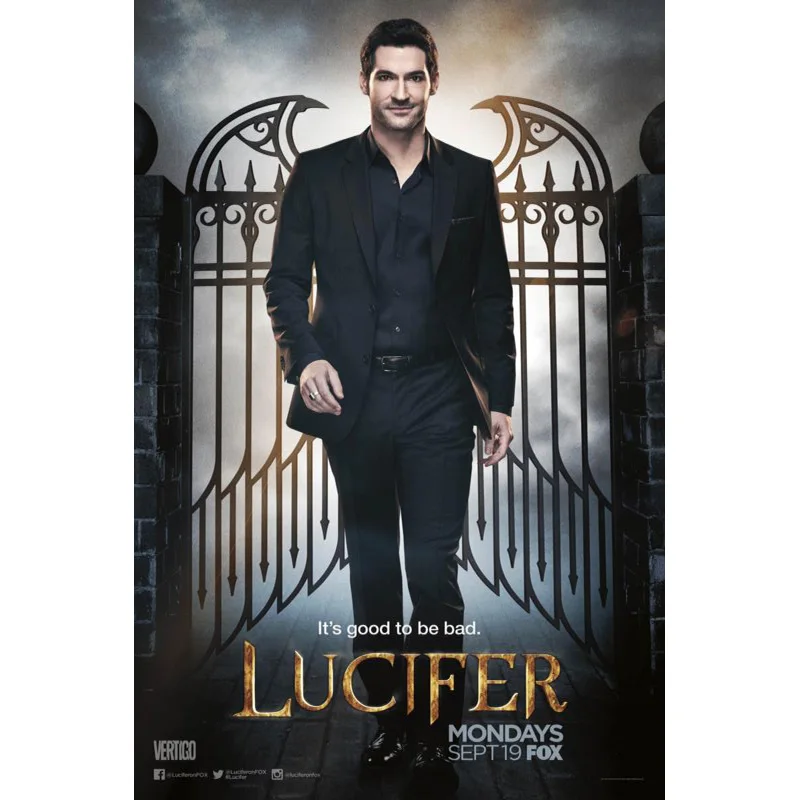 

Best Sell TV Lucifer Canvas Poster Custom Canvas Fabric Painting Poster Home Decoration Mariage Cloth Fabric Wall Art Poster