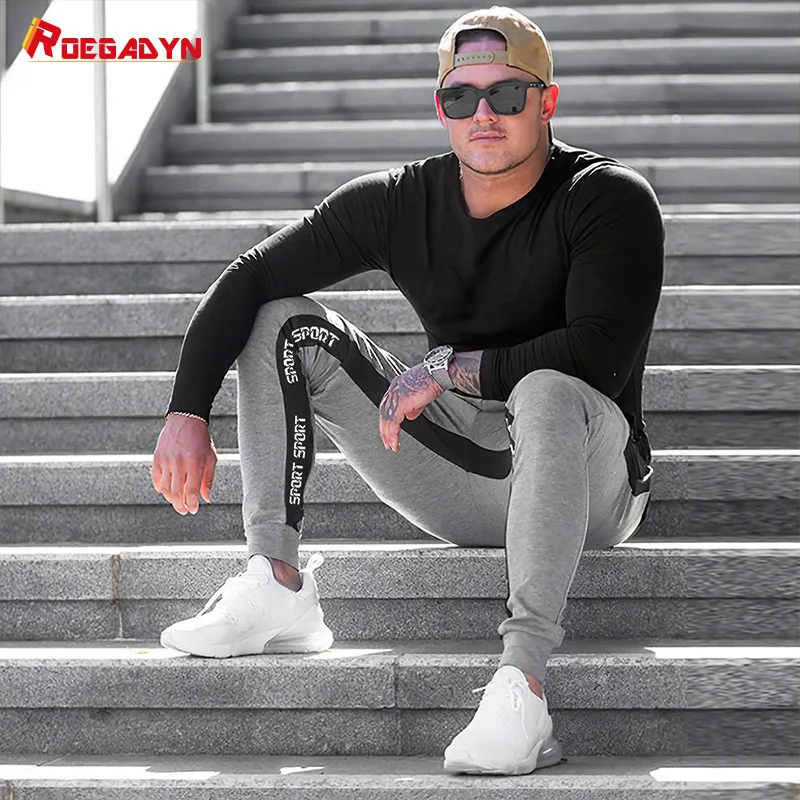 ROEGADYN Men's Sports Pants Autumn And Winter Casual Fitness Sweatpants Outdoor Running Training Gym Trouser Men's Jogging Pants