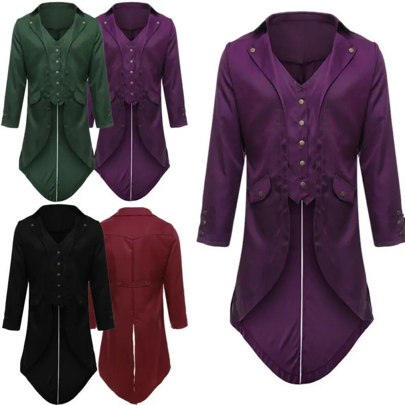 Мужское винтажное пальто в стиле стимпанк длинное готическом для смокинга