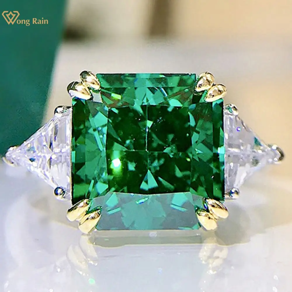 

Wong Rain 925 Sterling Silver Paraiba Tourmaline Created Moissanite Gemstone Wedding Engagement Ring For Women Fine Jewelry Gift