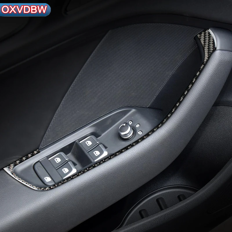 

4 Pcs/Set Carbon Fiber Car Interior Decoration Door Window Switch Cover Trims Stickers For Audi A3 S3 Car Styling Accessories