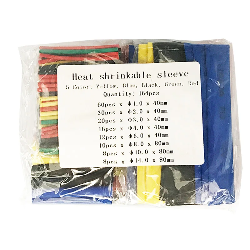 164PCS 127/164/328Pcs Полиолефиновая термоусадочная трубка 2:1 усадки кабельная муфта Termoretractil сужающаяся Обёрточная бумага провод рукав термоусадочная трубка - Цвет: 164PCS