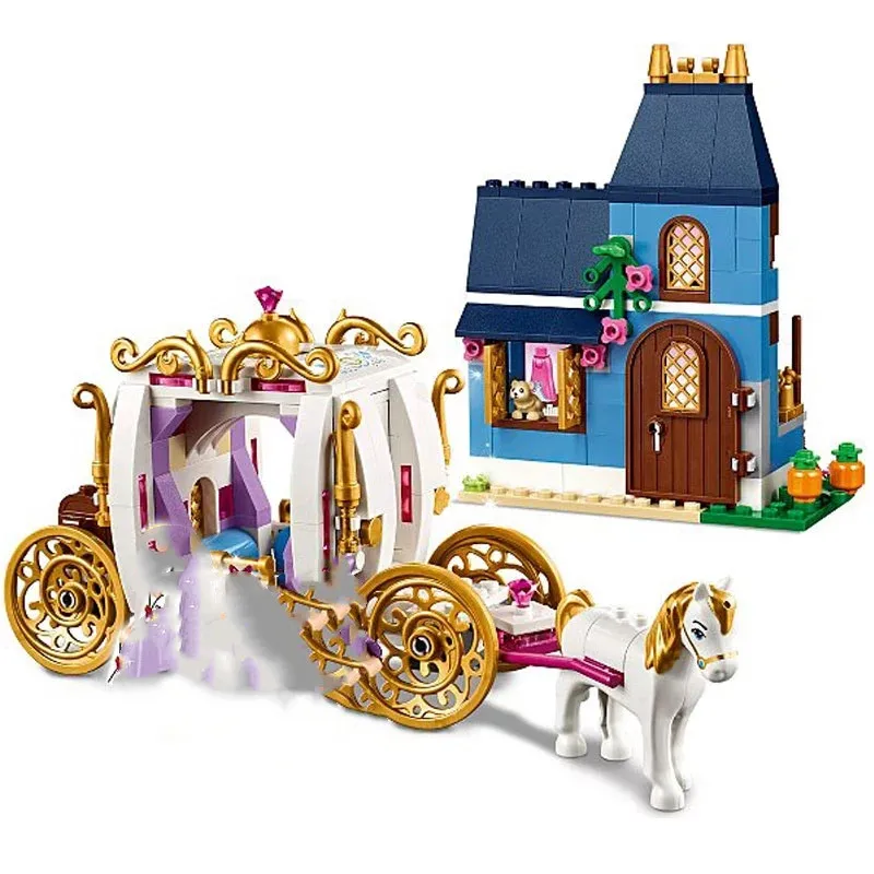 Girls Serise Princess Carriage Building Blocks Toys Compatible Lepinglys with 41146 The Enchanted Evening Set Bricks Friends Toy