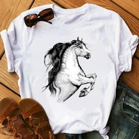 horse head print women t shirt aesthetic art t shirt female summer casual tshirt harajuku short sleeve streetwear tshir