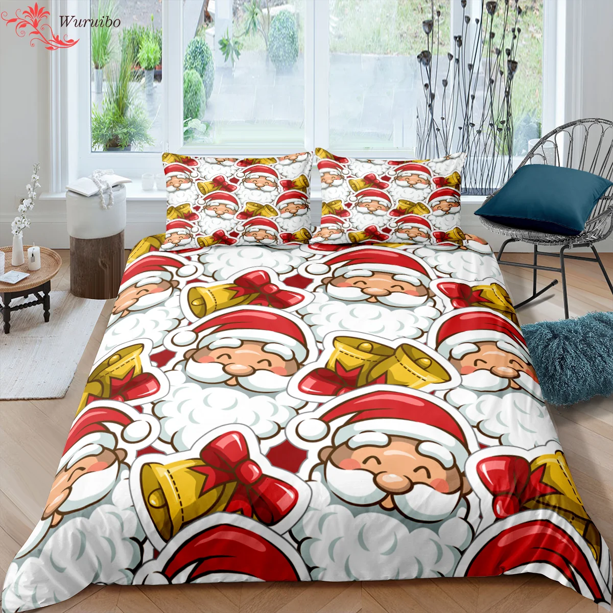 

Christmas Bedding Set Twin King Queen Duvet Cover Set 2/3 Pcs Cartoon Santa Claus Print Pillowcase Bed Cover Child Bedroom Decor