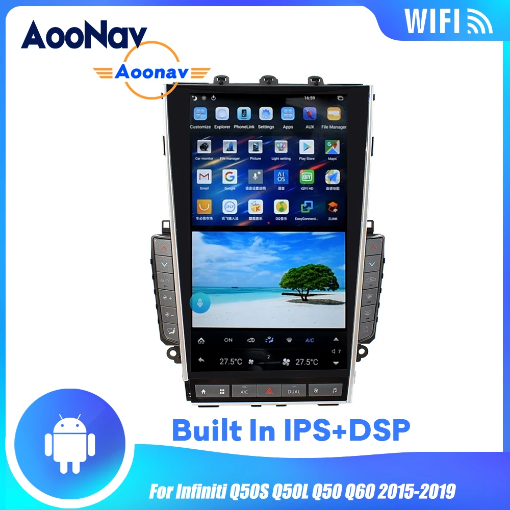 

13.6 Inch Car Radio Multimedia Player PX6 For Infiniti Q50S Q50L Q50 Q60 2015-2019 GPS Navigation System Tape Recorder Head Unit
